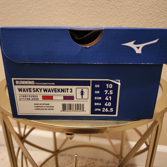 Mizuno Wave Sky Women's Size 10 Red Purple Knit Mesh Lace Up Running Sneaker - Picture 8 of 10